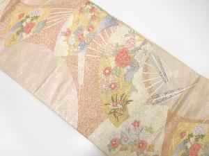 アンティーク　流水取扇面文織り出し袋帯(材料)